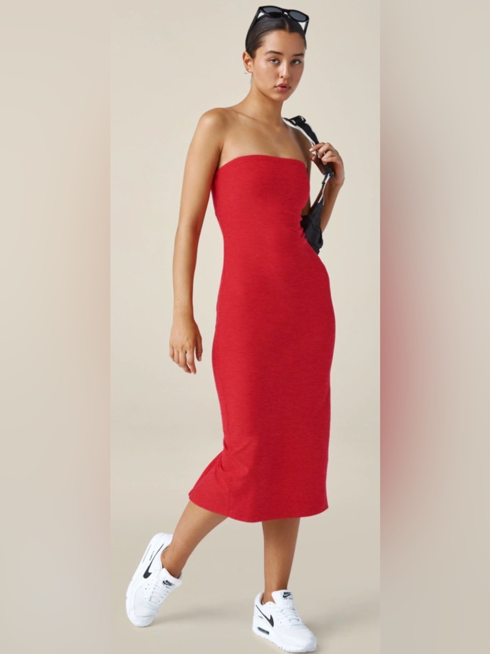 Beyond Yoga Spacedye strapless Red Bodycon Dress
